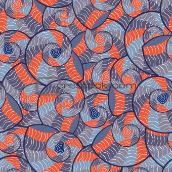 Abstract Doodle Geometric Seamless Pattern with Seashells. Vector Illustration.