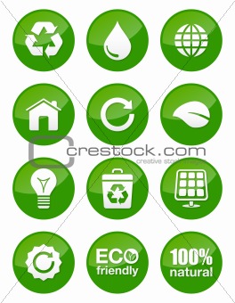 Green eco glossy buttons