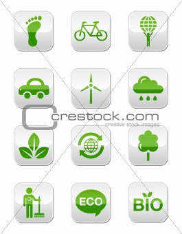 Green eco square buttons