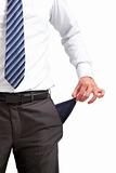 businessman pulling out  empty pocket