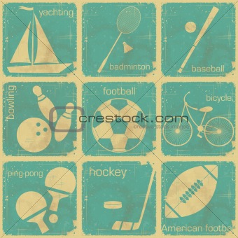 set of vintage sport labels