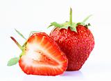 ripe and fresh strawberries  on a white background