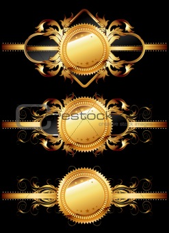 set of ornamental golden labels