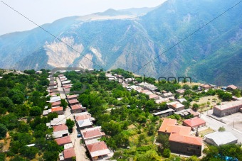 Mountain village view from altitude
