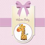 baby girl welcome card with giraffe
