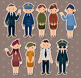 cartoon flight attendant/pilot stickers