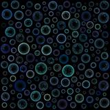 3d glossy abstract bubble pattern in multiple blue on black 