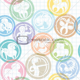 zodiac sign stamps pattern