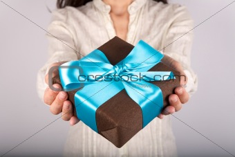brown gift white shirt woman