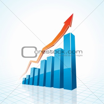 3d business growth bar graph 