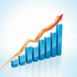 3d business growth bar graph
