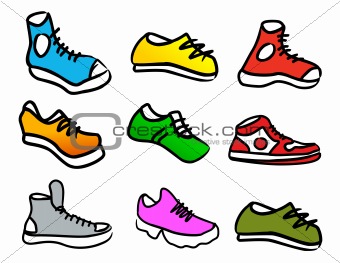 collection of 9 abstract shoes