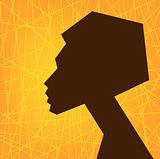 African woman face silhouette, stylized vector portret 