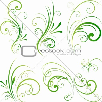 Spring floral decorative swirls