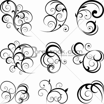 Swirling flourishes decorative floral elements