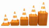 Graph of growth made of traffic cones