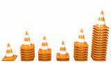 Graph of growth made of traffic cones