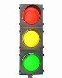 Traffic light with red, yellow and green lights