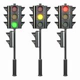 Set of four sided traffic lights on a stand
