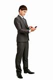 businessman holding smart phone