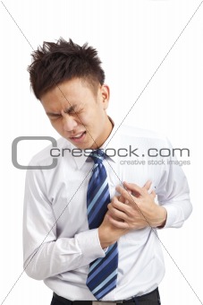 asian Young businessman with heart attack