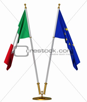 Flags of Italy and European union