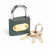 lock with three keys isolated on white