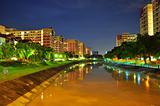 A river by night at Pasir Ris, Singapore