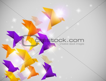 abstract  background with origami birds