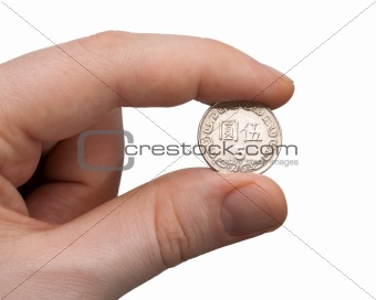 Holding a 5 NT Dollar Coin