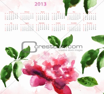 Calendar 2013 Template on Image Description  Template For Calendar 2013 With Tulips And Poppy