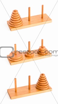 The tower of hanoi isolated on white