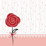 Card design with red rose