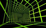 futuristic green on black 3d render tiled labyrinth