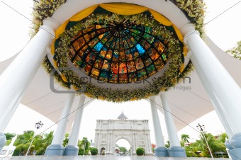 pavilion with stained glass
