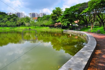 Punggol Park with reflection on water