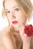 Beauty women portrait with red rose