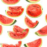 Background with red slices of watermelon