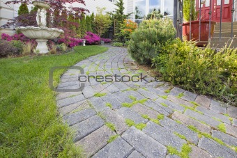 Frontyard Cement Stone Paver Path