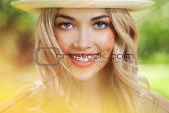 close-up of a smiling happy young beautiful woman
