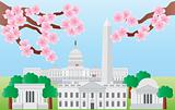 Washington DC Landmarks with Cherry Blossom