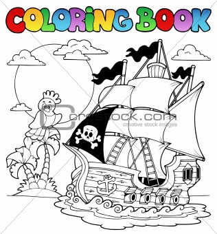 Coloring book with pirate ship 2