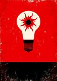Red and black poster with bulb