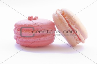 two macaroons on white