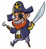 Cartoon pirate with a hook and cutlass