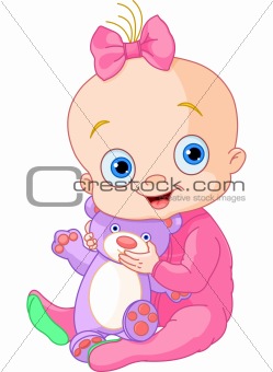 Cute baby girl with Teddy Bear