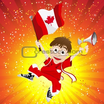 Canada Sport Fan with Flag and Horn