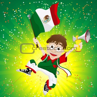 Mexico Sport Fan with Flag and Horn
