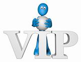 blue guy and the word vip