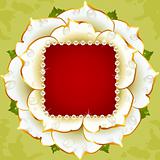 Vector White Rose circle frame with pearl necklace